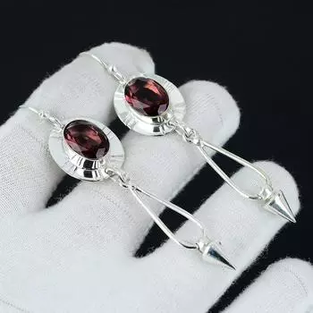 Серьги с драгоценными камнями аметиста, серебряные серьги с аметистами, овальные серьги с драгоценными камнями, серьги из стерлингового серебра 925 пробы, серьги с драгоценными камнями, серьги для медитации розовый