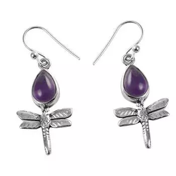 Серьги с драгоценными камнями аметиста, твердые серьги из стерлингового серебра 925 пробы, серьги ручной работы, ювелирные изделия, подарок для женщин и девочек, E-2121 фиолетовый