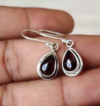 Серьги с драгоценными камнями граната, серебро 925 пробы, подарок на день рождения, серьги ручной работы