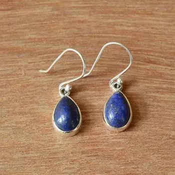 Серьги с драгоценными камнями из лазурита и груши, серьги ручной работы, серебро 925 пробы, висячие серьги, подарок для нее