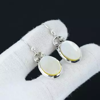 Серьги с драгоценными камнями из перламутра, серьги из стерлингового серебра 925 пробы с жемчугом, ювелирные изделия ручной работы, богемные серьги, подарки для женщин, женские серьги 1.57