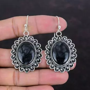 Серьги с драгоценными камнями из яшмы Пикассо, серебряные серьги 925 пробы, украшения ручной работы в стиле бохо, серьги с камнями, соответствующими дню рождения, подарки для женщин, ювелирные изделия из яшмы Пикассо