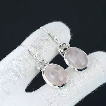 Серьги с драгоценными камнями из розового кварца, серьги из стерлингового серебра 925 пробы из розового кварца, ювелирные изделия ручной работы, богемные серьги, подарки для женщин, женские серьги 1.57