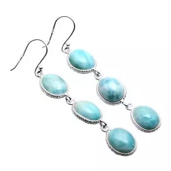 Серьги с драгоценными камнями Ларимар, твердые серьги из стерлингового серебра 925 пробы, серьги ручной работы, ювелирные изделия, подарок для женщин и девочек, E-3012 синий