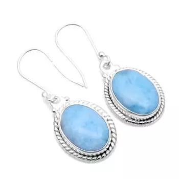 Серьги с драгоценными камнями Ларимар, твердые серьги из стерлингового серебра 925 пробы, серьги ручной работы, ювелирные изделия, подарок для женщин и девочек, E-1287 синий