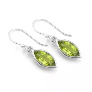 Серьги с драгоценными камнями перидот маркиза, серьги из стерлингового серебра 925 пробы, серьги ручной работы, подарок маме, дизайнерские серьги