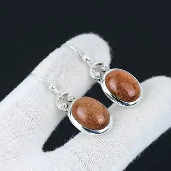 Серьги с драгоценными камнями Sunstone, серьги из стерлингового серебра 925 пробы с оранжевым солнечным камнем, ювелирные изделия ручной работы, богемные серьги, подарки для женщин, женские серьги 1.57