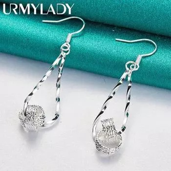 Серьги с двойным кольцом из стерлингового серебра 925 пробы для женщин, модные очаровательные ювелирные изделия ME074