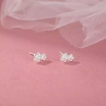 Серьги с двумя цветами в литературном пасторальном стиле, маленькие, свежие, простые, модные, для поездок на работу