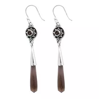 Серьги с дымчатым кварцем и драгоценными камнями, однотонные серьги из стерлингового серебра 925 пробы, серьги ручной работы, ювелирные изделия, подарок для женщин и девочек, E-3268 коричневый