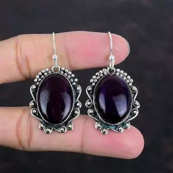 Серьги с фиолетовым огненным лабрадоритом, настоящие драгоценные камни, серьги из стерлингового серебра 925 пробы, элегантные серьги ручной работы, подарки на годовщину, украшения в стиле бохо