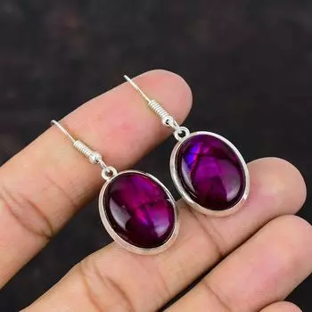 Серьги с фиолетовым огненным лабрадоритом, серьги из стерлингового серебра 925 пробы, новые ювелирные изделия ручной работы, серьги с драгоценными камнями, подарок для друга, серьги с лабрадоритом