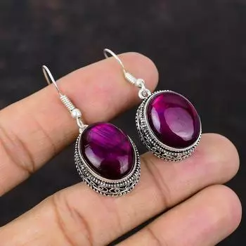 Серьги с фиолетовым огненным лабрадоритом, серьги из стерлингового серебра 925 пробы, серьги с драгоценными камнями, ювелирные изделия ручной работы, винтажные серьги, подарок для ее дизайнерской серьги