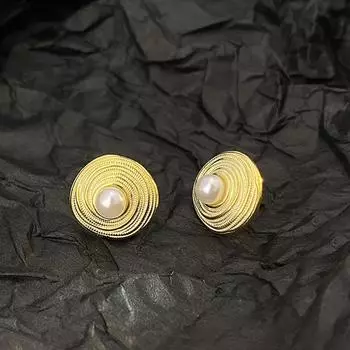Серьги с французским круглым жемчугом для женщин с нишевыми легкими роскошными круглыми серьгами высокого класса в стиле ретро
