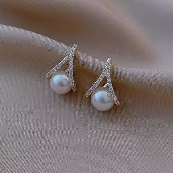 Серьги с французским ретро-геометрическим жемчугом