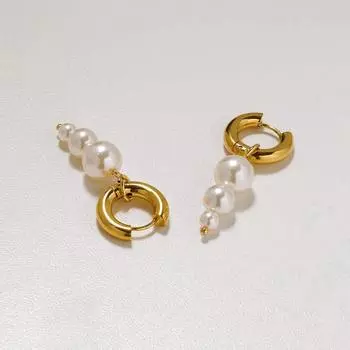 Серьги с французским жемчугом Celi Shijia, женские серьги с 18-каратным золотым покрытием, нишевая легкая роскошная высококачественная серьга-кольца золотой