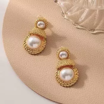 Серьги с французским жемчугом Mabe 24 карат, глянцевые, цветные, изысканные, простые, универсальные, стильные, серебряные серьги-иглы белый