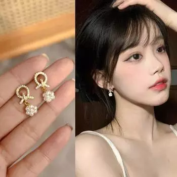 Серьги с французским жемчугом Шицзя 2025 г.: Элегантный, элитный, холодный стиль, вдохновленный лесом Drilling rice grains