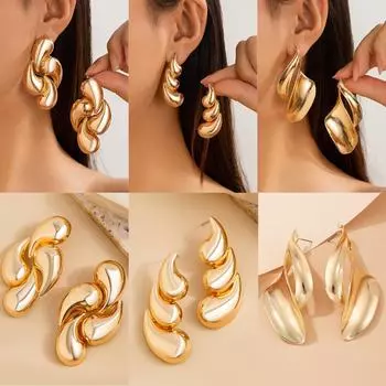 Серьги с геометрическим рисунком в виде капель воды: Европейские и американские легкие роскошные летние украшения для женщин 3244 белый