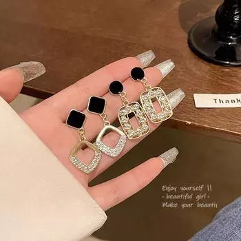 Серьги с геометрическими бриллиантами из серебра 925 пробы для женщин — модный, эксклюзивный дизайн PD001 золотой