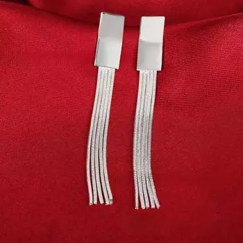 Серьги с геометрическими линиями, покрытые серебром – европейский и американский модный подарок в виде ювелирных украшений