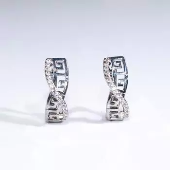 Серьги с геометрией из полой платины с белым цирконием, серьги с серебряным покрытием из циркония, изготовленные на заказ, изящные ювелирные изделия платиновый