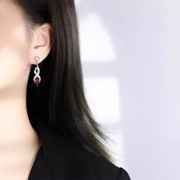 Серьги с голубым цирконием, красные бриллианты, голубые бриллианты, серебряные бриллианты, длинные серьги, модные вечерние, банкетные, изысканные серьги