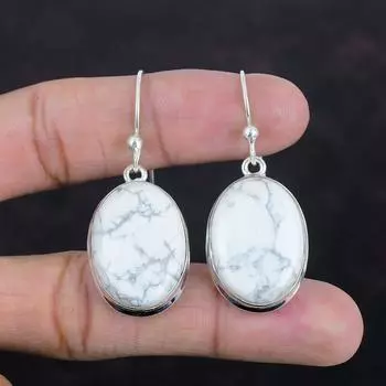 Серьги с хаулитом, серьги из натурального драгоценного камня, серьги из стерлингового серебра 925 пробы, ювелирные изделия ручной работы, серьги с камнями по рождению, совершенно новые ювелирные изделия, подарки для женщин