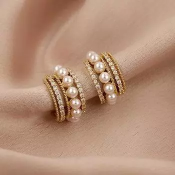 Серьги с игольчатым жемчугом и цирконием для женщин с высоким качеством и классными, лесными серьгами, аксессуарами для ушей One Size белый