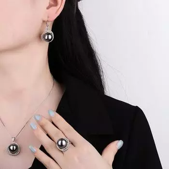 Серьги с имитацией пресноводного жемчуга, серьги-гвоздики, модное кольцо с жемчугом «клевер», ожерелье с подвеской из таитянского жемчуга, цепочка на ключицу