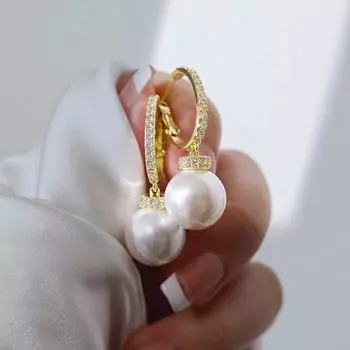 Серьги с имитацией жемчуга French Temperament, изысканные серьги с инкрустацией цирконием, взрыв модных тенденций