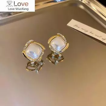 Серьги с инкрустацией из блестящих жемчужин и стразами, женские модные серьги с геометрическим узором, свадебные украшения, подарки на день рождения