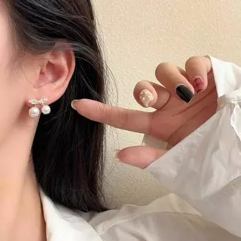 Серьги с искусственным жемчугом и вишней из циркона, женские роскошные серьги, милые серьги