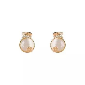 Серьги с камнем «кошачий глаз» в виде мешочка удачи для женщин на лето, нишевый нежный новый стиль, серьги без пирсинга