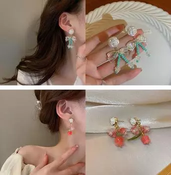 Серьги с кисточками из хрустальной сетки, преувеличенные серьги, минималистский темперамент, длинные серьги с кисточками