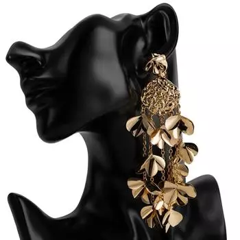 Серьги с кисточками Преувеличенные Европейские и Американские Длинные Дикие Ретро Модные Сплав Цветок 2024