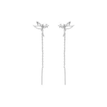 Серьги с кисточками в виде крыльев эльфа-феи, милый темперамент, ажурные, простые, креативные, индивидуальные, маленькие серьги-ангелы Copper (white gold)