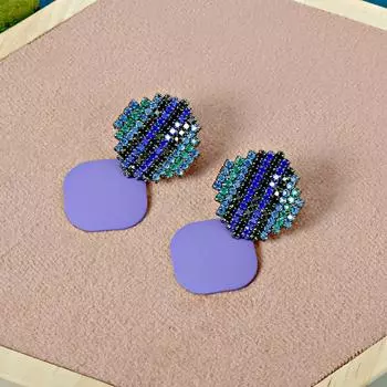 Серьги с контрастными цветами и бриллиантами High Sense Light Luxury, женские геометрические модные серьги Atmosphere