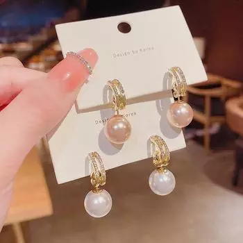 Серьги с корейским жемчугом из серебра 925 пробы — элегантный дизайн высокого класса для женщин E4601