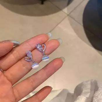 Серьги с кошачьим глазом и цирконием в форме сердца: S925 Роскошный дизайн для женщин E6105