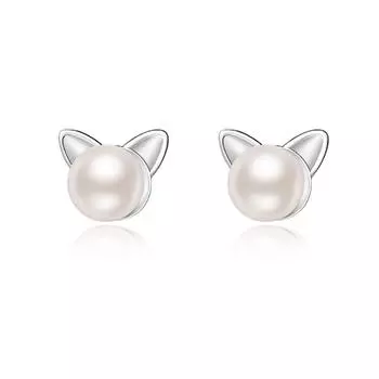 Серьги с кошачьим жемчугом, симпатичные маленькие серьги с кошачьим дизайном, стиль прокалывания ушей