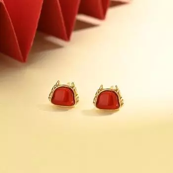 Серьги с красным агатом и золотым драконом оригинального дизайна, дающие благословение, серьги с драконом зодиака