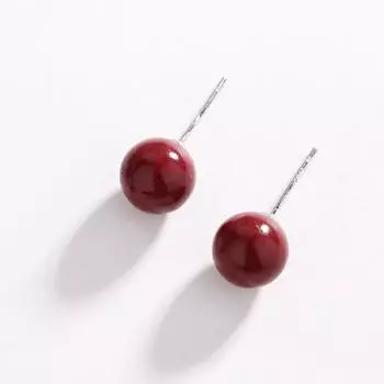 Серьги с кротами киновари Маленькие серьги с красными бобами Новогодние праздничные серьги Серьги в трендовом нишевом дизайне