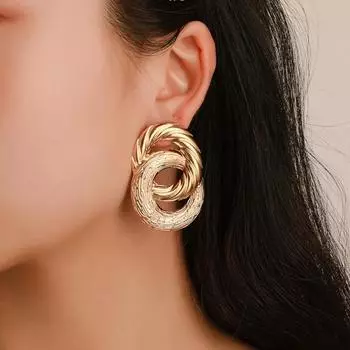 Серьги с кругами ветра в Европе и США, геометрические серьги с 8 зернами, женские серьги с трансграничным распространением, ювелирные изделия золотой