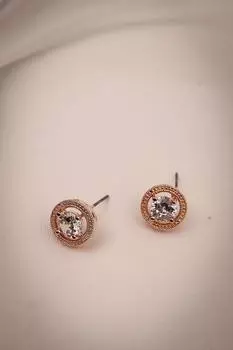 Серьги с круглым камнем и одним камнем