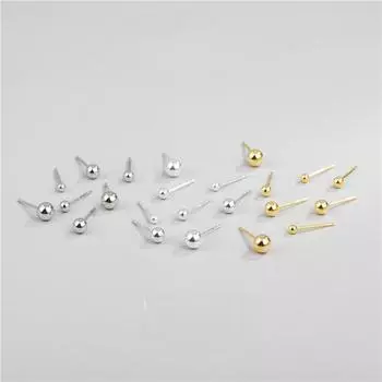 Серьги с круглыми бусинами из стерлингового серебра S925 для женщин, модный мини-стиль и простой дизайн, базовый стиль серебряных бобов. Round Bead Earrings