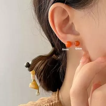 Серьги с круглыми бусинами Southern Red, элегантные, темпераментные, маленькие, вишнево-красные серьги