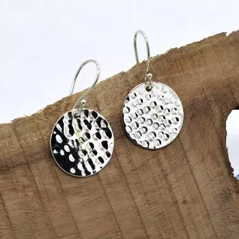 Серьги с круглыми дисками из стерлингового серебра 925 пробы, круглые серьги с подвесками ручной работы, подарок для нее серебряный