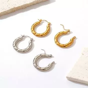 Серьги с круглыми точками, универсальные серьги из нержавеющей стали 18 карат с геометрическим узором для женщин и чувством стиля