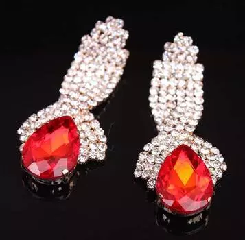 Серьги с крупными кристаллами и драгоценными камнями, модные серьги в стиле «Темперамент», преувеличенные женские украшения для ушей красный